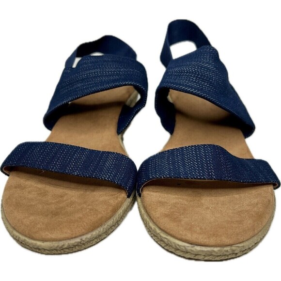 Dressbarn Iris in Navy Wedge Elastic Strap Slingback Sandals Size 9M - Picture 4 of 8